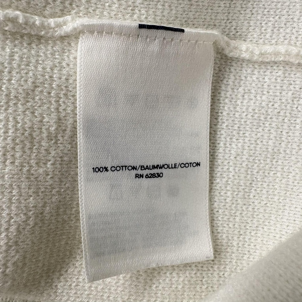 Lands End Cardigan Sweater Womens XL White Collared 100% Cotton Knit Pockets - Picture 6 of 12